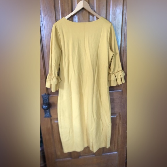Dainty Jewells Yellow Bateau Neck Bell Sleeve Dress - Picture 2 of 16
